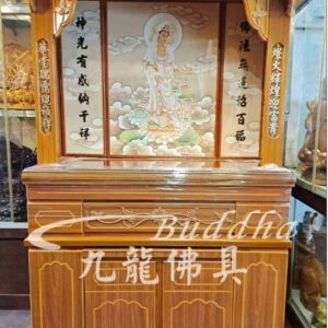 大收納空間 平價佛桌神桌+高級綢布佛聯