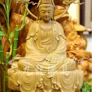 原木雕刻圓光觀世音菩薩 祈福觀音