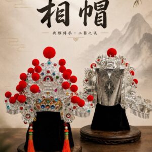 相帽-仿古銀帽 紅絨球彩鑽款